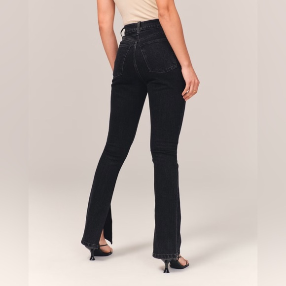 A&F High-Rise Vent Split Hem Skinny Jean in Black 34 / 18 Short - Picture 4 of 16